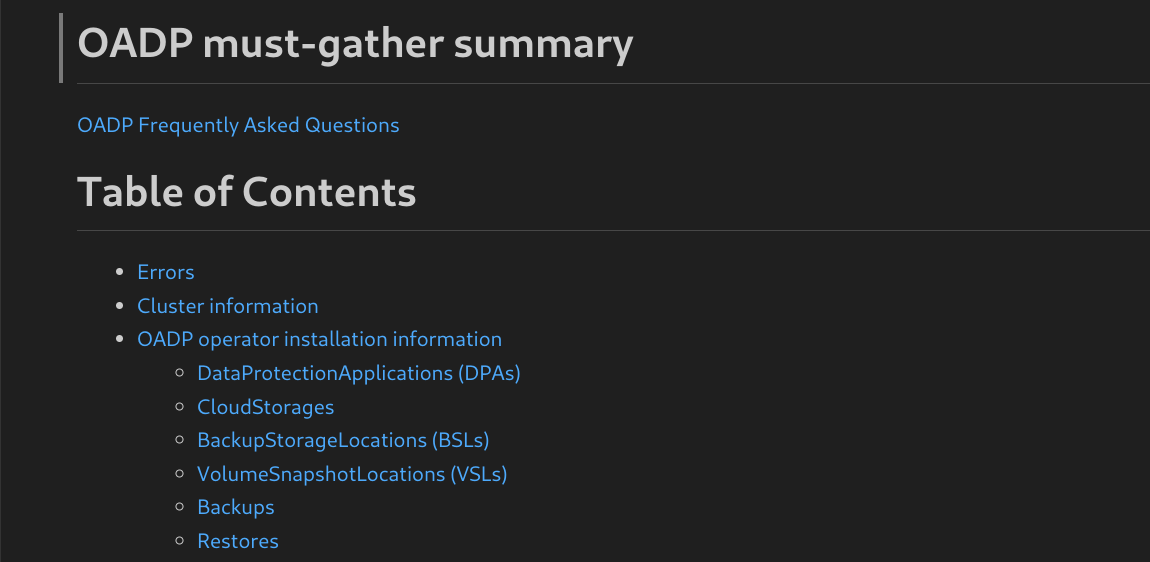 must-gather markdown output