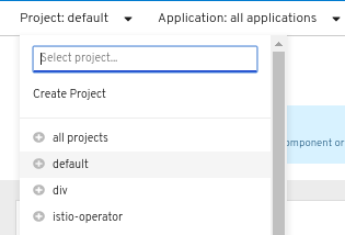 Web console image showing the Create project option